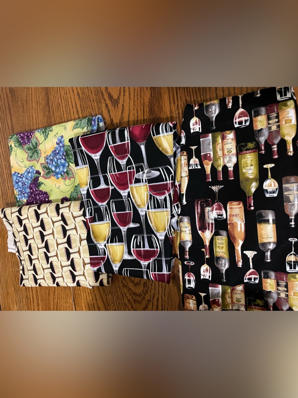 4 yards wine vineyard themed cotton